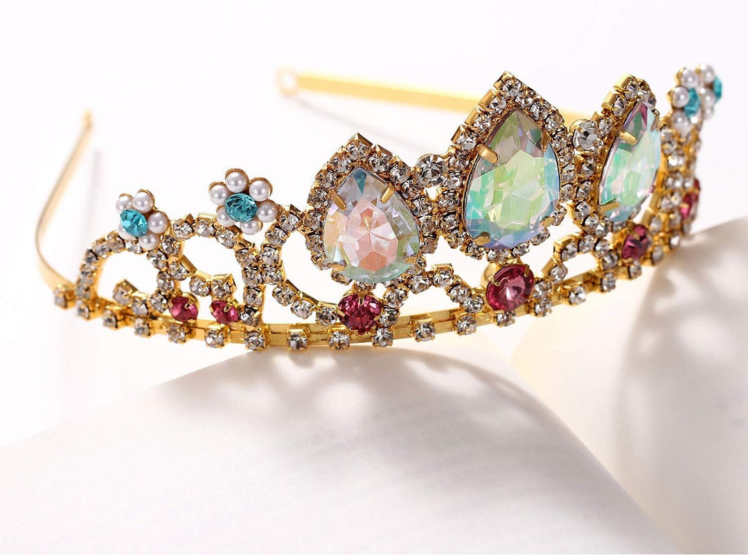 hengkaixuan Hübsche Tiara Krone Rosa Strass AB Tiara Fee Braut Kopfbedeckung Geburtstag Halloween Go