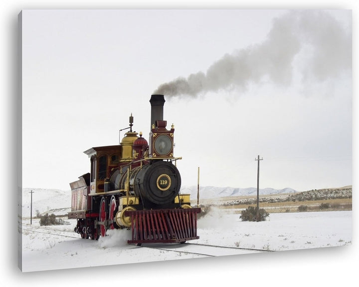 deyoli besondere alte Dampflokomotive Format: 100x70 als Leinwandbild, Motiv fertig gerahmt auf Echt