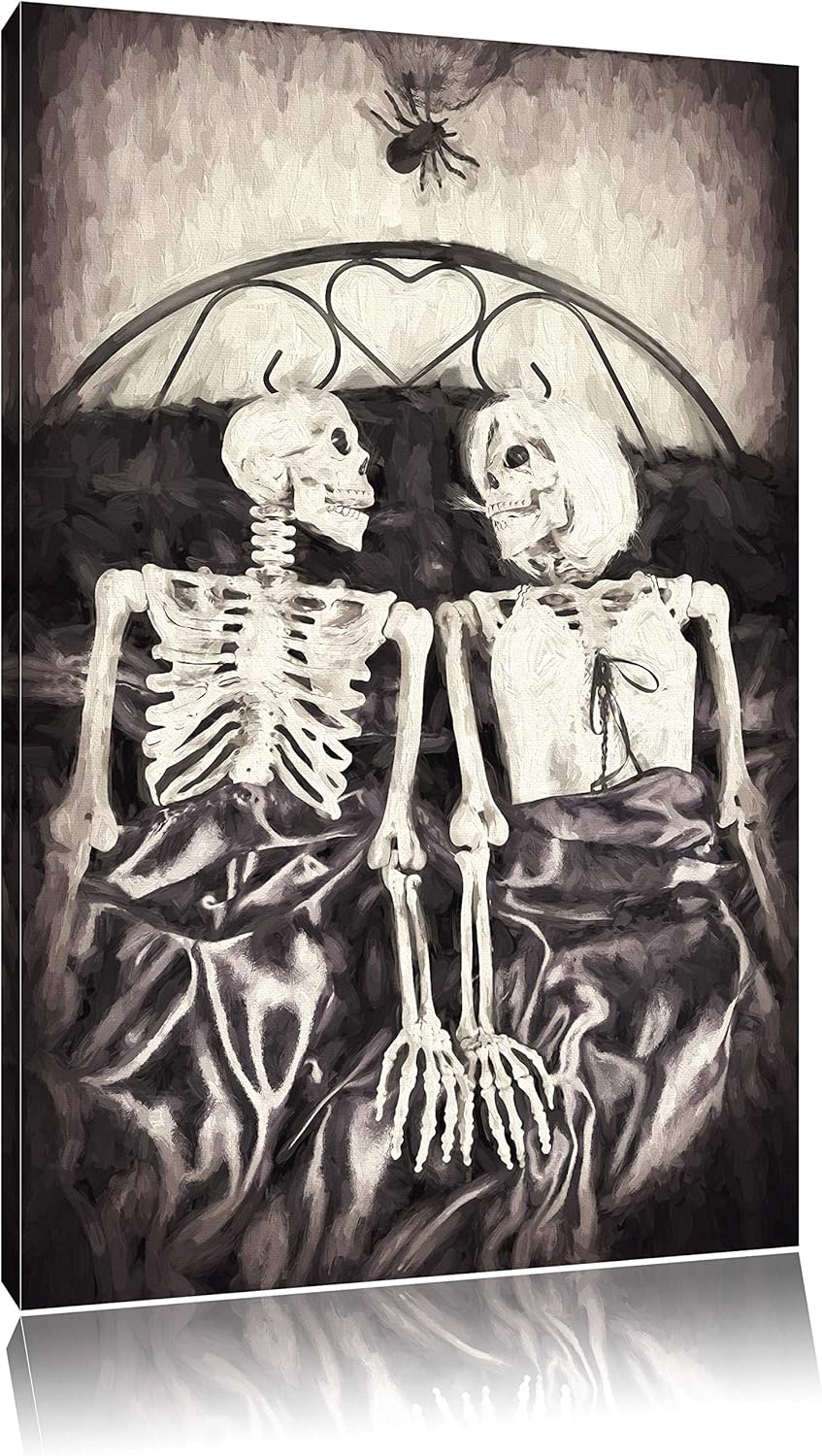 Horror Paar Pinsel Effekt, Format: 100x70 auf Leinwand, XXL riesige Bilder fertig gerahmt mit Keilra