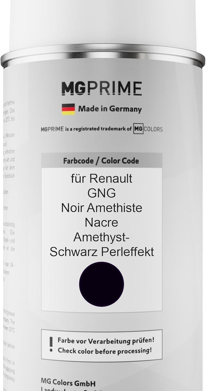 MG PRIME Autolack Sprühdosen Set für Renault GNG Noir Amethiste Nacre/Amethyst-Schwarz Perleffekt Ba