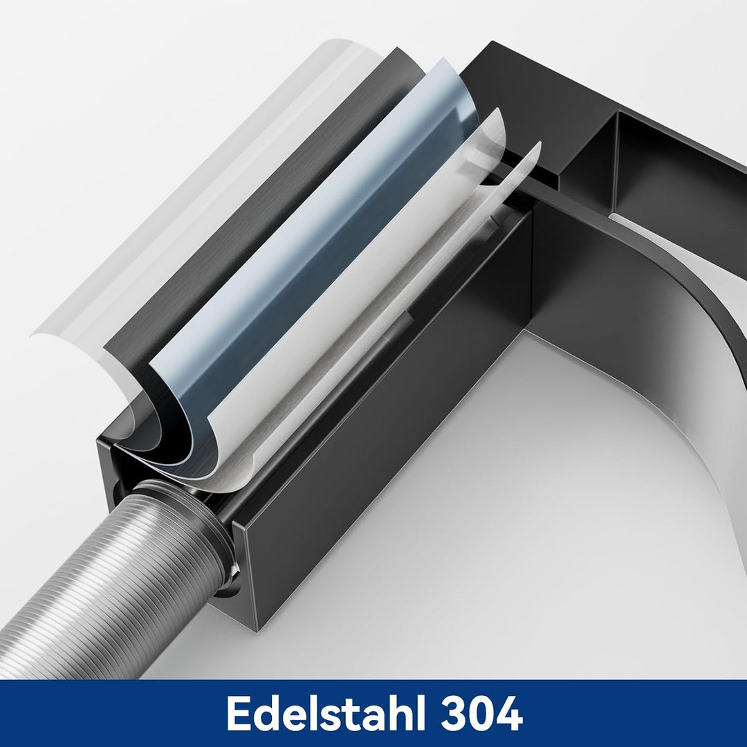 CECIPA Wasserhahn Bad Schwarz, Waschtischarmatur Wasserfall, Armatur Badezimmer Edelstahl, Waschbeck