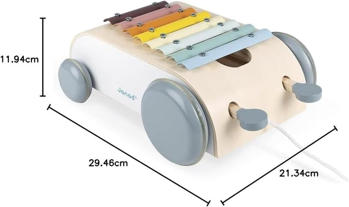 Janod - Xylo Roller aus Holz - Sweet Cocoon Kollektion - Musikalisches Kleinkindspielzeug Farbe auf