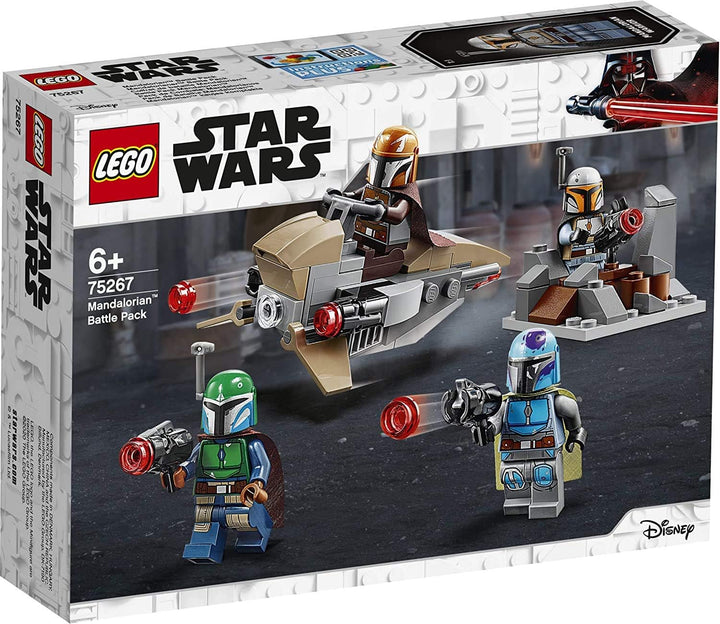 LEGO 75267 Star Wars Mandalorianer Battle Pack Set mit 4 Minifiguren, Speeder-Bike und Verteidigungs