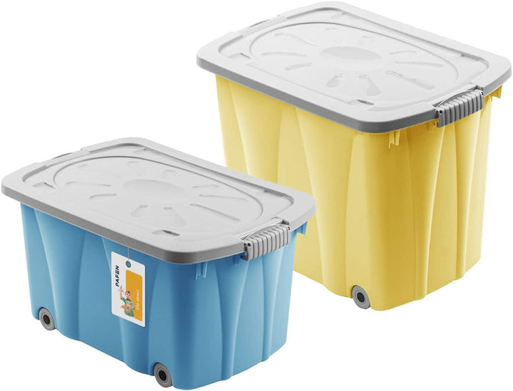 PAFEN Piraten Spielzeugkisten SET – 2x Schatzkiste 49l + 62l mit Rollen - Spielzeugbehälter Aufbewah