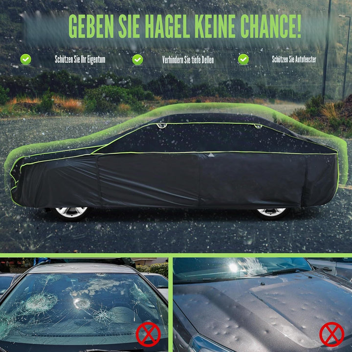 Cowtcver Hagelschutzplane Auto Autoabdeckung, PKW Hagelschutzgarage mit Separater Sonnenblende, Abde