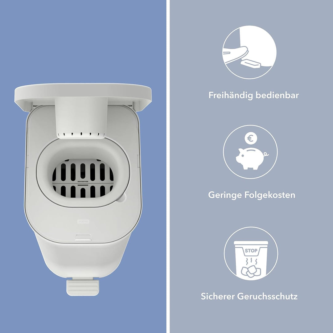 Rotho Babydesign YUMA geruchsdichter Windeleimer mit Pedal und 30 passenden Windelbeuteln, 40x28,5x5