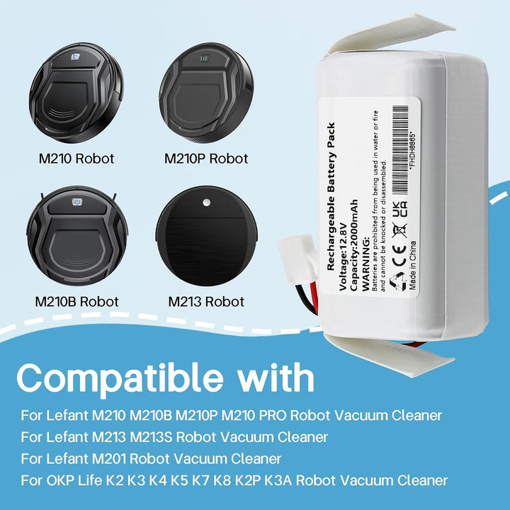 K KYUER Rechargeable Saugroboter Ersatzakku Kompatibel mit OKP Life K2 Le-fant M213 M213S M210 Pro M