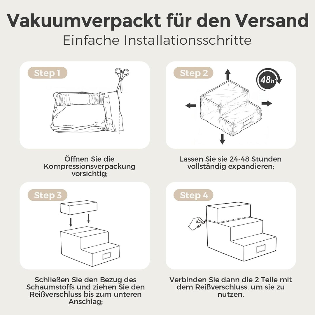 Sytopia Hundetreppe 40 cm hoch 3 Stufen, Hundetreppe für Bett und Sofa für Kleine Hunde, Haustiertre