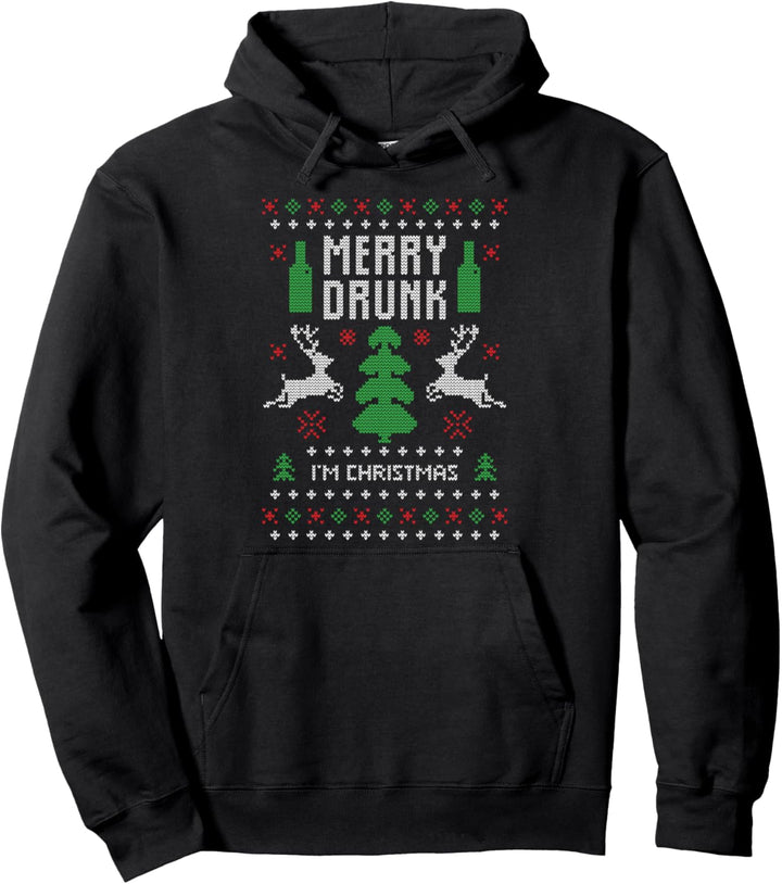 Ugly Christmas Jumper / Sweater. Merry Drunk I'm Christmas Pullover Hoodie