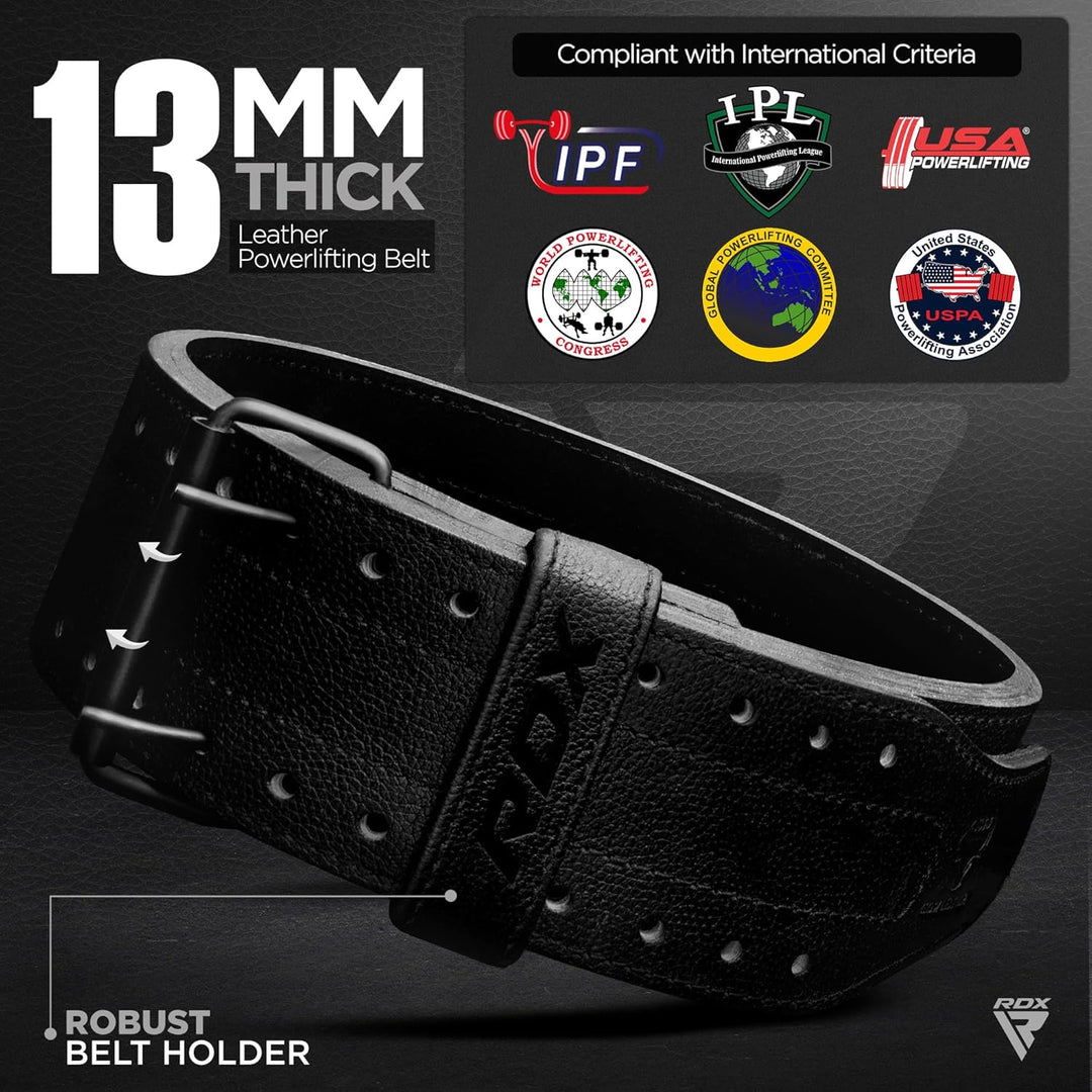 RDX Gewichthebergürtel Leder IPF Konform 13mm & 10mm – USAPL, USPA & IPL Wettbewerb Powerlifting Gür