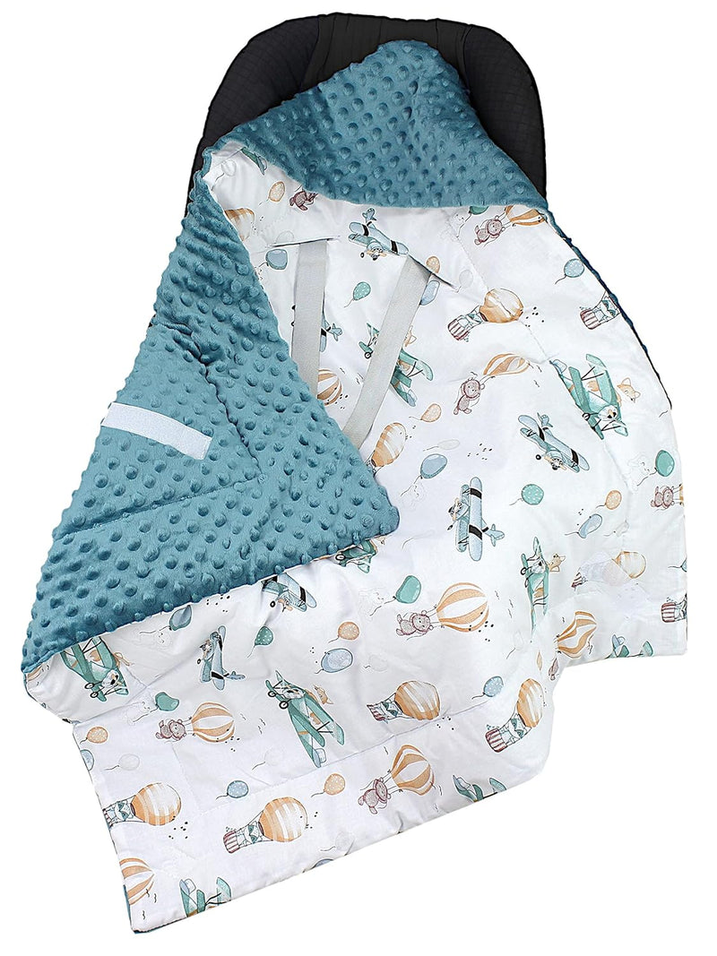 TupTam Baby Winter Einschlagdecke Babydecke 75x75cm für Autositz Babyschale Wattiert Minky Baumwolle