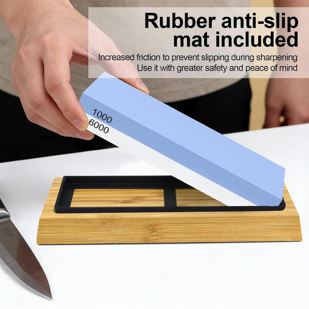Abziehstein Schleifstein Set für Messer 1000/6000, Professionell 5-IN-1 Messerschärfer Wetzstein, mi