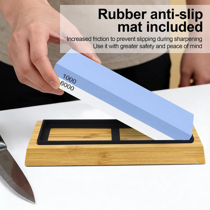 Abziehstein Schleifstein Set für Messer 1000/6000, Professionell 5-IN-1 Messerschärfer Wetzstein, mi