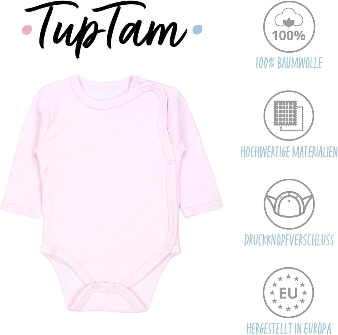 TupTam Baby Body Langarm – Wickelbody Langarm im 5er Pack aus Baumwolle für Mädchen und Jungen 56 Pu