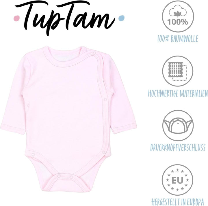 TupTam Baby Body Langarm – Wickelbody Langarm im 5er Pack aus Baumwolle für Mädchen und Jungen 56 Pu