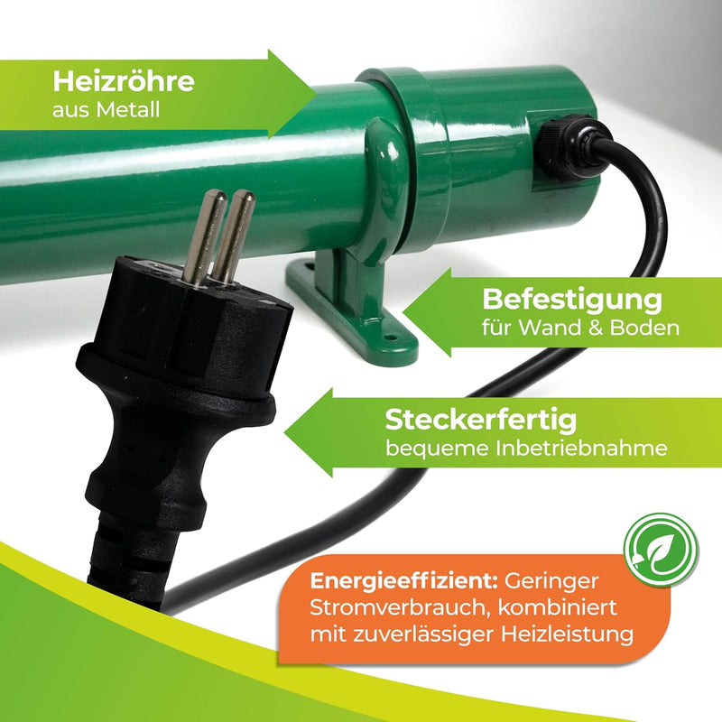 BioGreen Elektro-Gewächshausheizung Frostwächter 135 | 135 Watt Heizleistung | kompakte Stabform | s