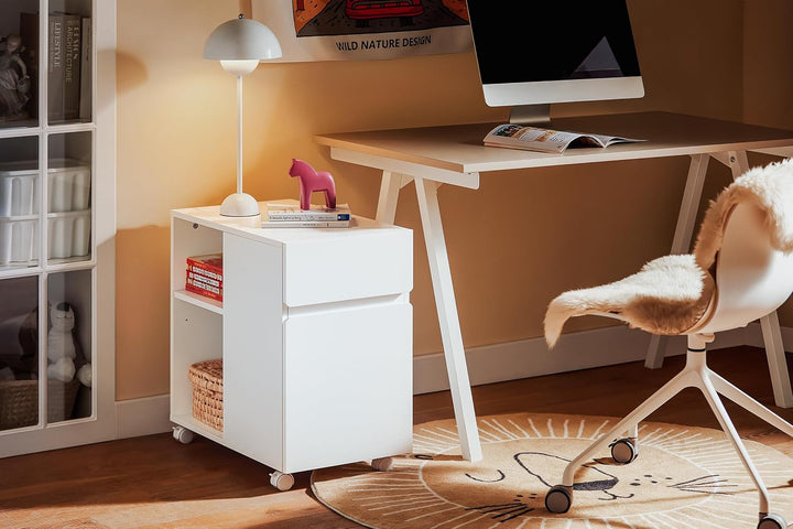 SoBuy Aktenschrank Aktenschrankwagen Druckertisch Druckerständer Rollcontainer mit 4 Rollen Lagersch