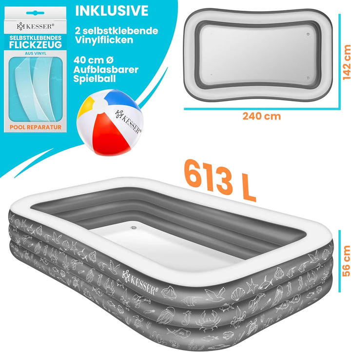 KESSER® Aufblasbarer Pool Familienpool für Kinder und Erwachsene Gartenschwimmbad Familienschwimmbad