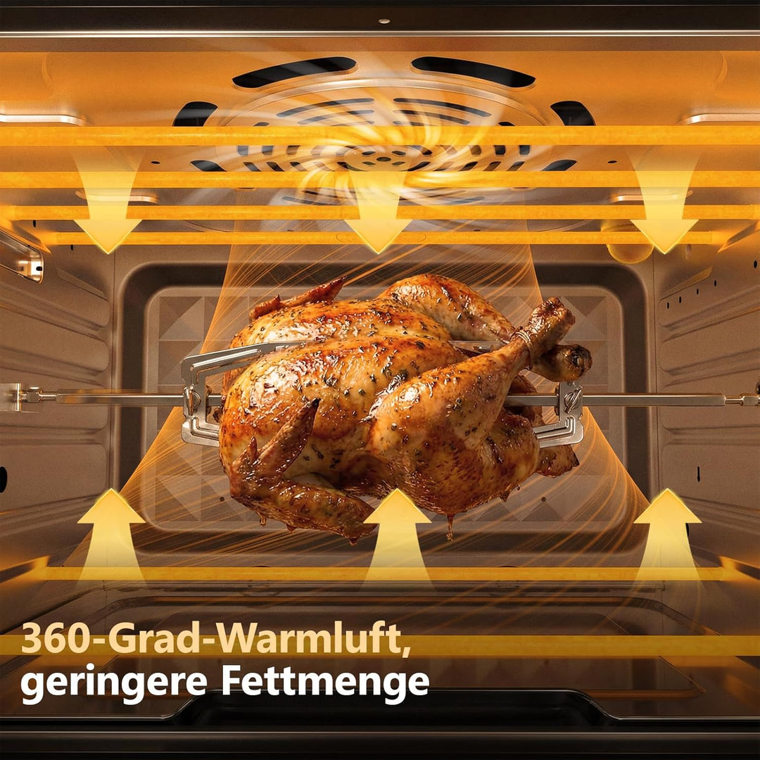 OIMIS Heissluftfritteuse Backofen 30L Mit 21 Programme, Grau Heissluftbackofen xxl mit luftfritteuse