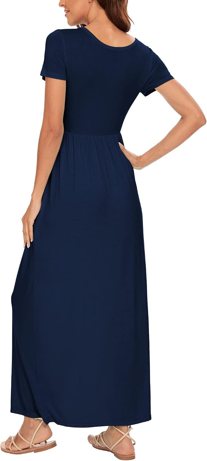 DEARCASE Damen Maxi Kleid Sommer Mutterschaft Casual Langarm/Kurzarm Floral Lose Lange Kleider Plus