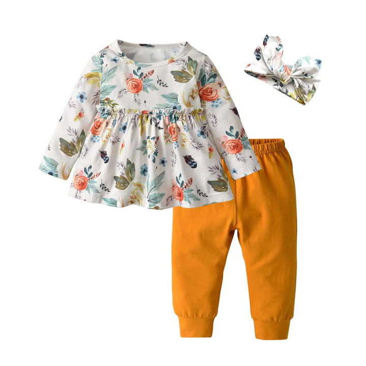 Baby Mädchen Outfits Mädchen Floral gedruckte lange Ärmel Top Hose 3pcs Kleidung Set für Baby Mädche