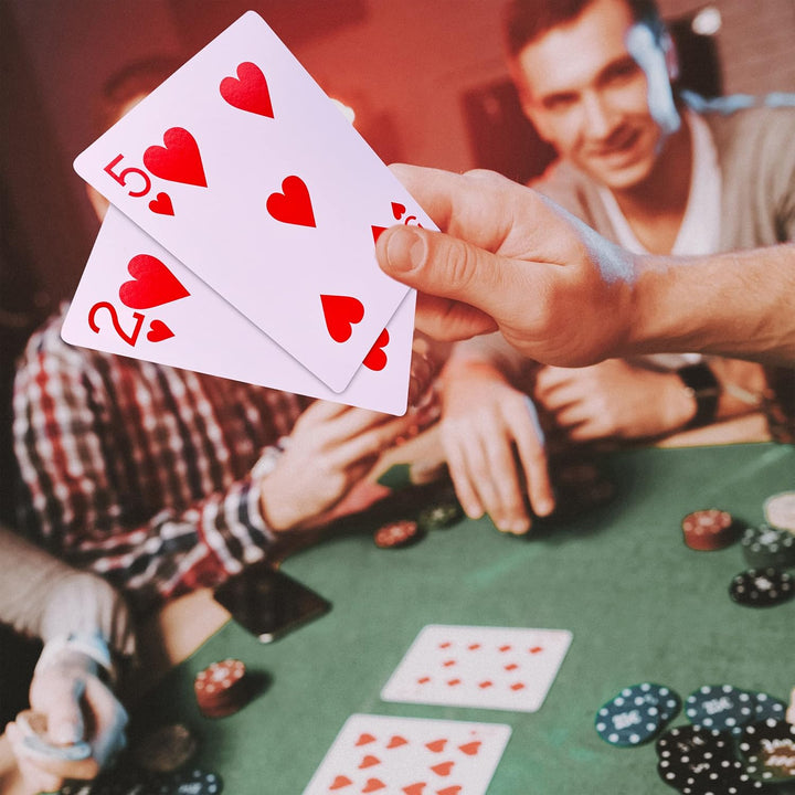 Relaxdays 5 x Jumbo Pokerkarten, 270 Karten, wasserfeste XXL-Kunststoffspielkarten, Spassgeschenk od
