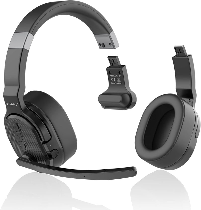 YUANJ Bluetooth Headset mit Mikrofon, Wireless Headset -Mikrofon mit Active Noise Cancelling (ANC),
