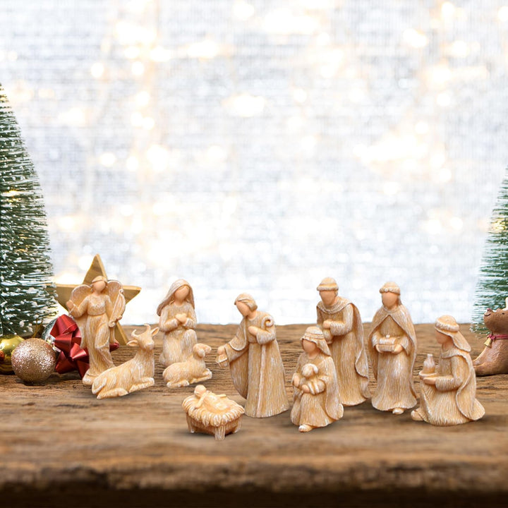 10pcs/Set Nativity Set Weihnachten Harz Religiöse Simulation Krippen -Szenendekorationen für Innenpa
