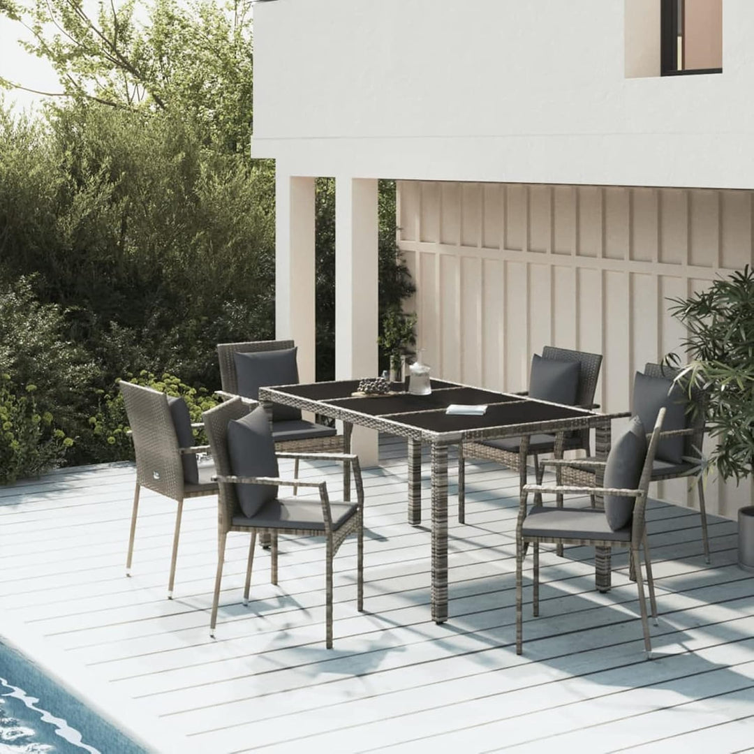 Festnight 7 teilig Garten Sitzgruppe Poly Rattan Gartenmöbel Set 6 Personen Essgruppe Gartentisch mi