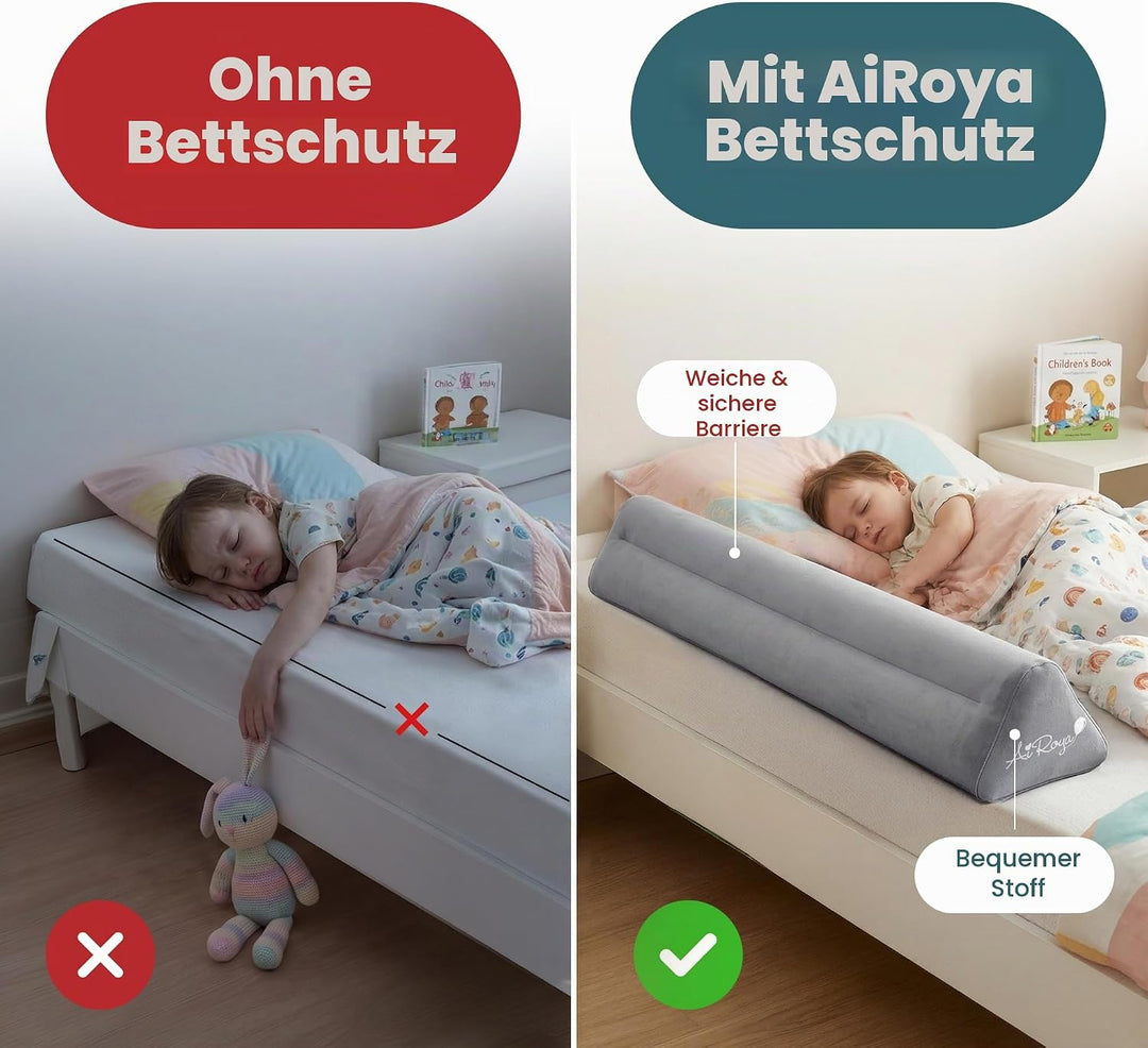 Aufblasbares Bettschutzgitter 130 cm – Tragbares Kleinkind-Bett-Stossfänger für Reisen &amp; Zuhause – B