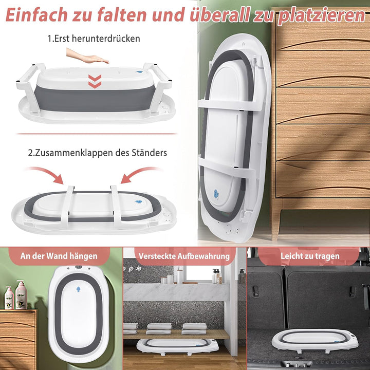 Faltbare Babywanne mit Ablauflöchern Geeignet für Kleinkinder bis 8 Jahre, Hitzebeständige, Rutschfe