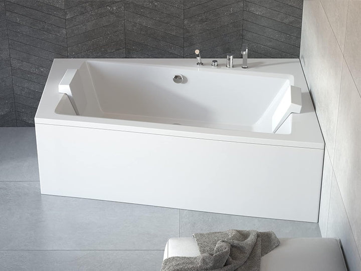 BADLAND Badewanne Original Weiss Acryl Wanne Eckbadewanne INFINITY 160x100 Rechts KOMPLETTSET SET mi