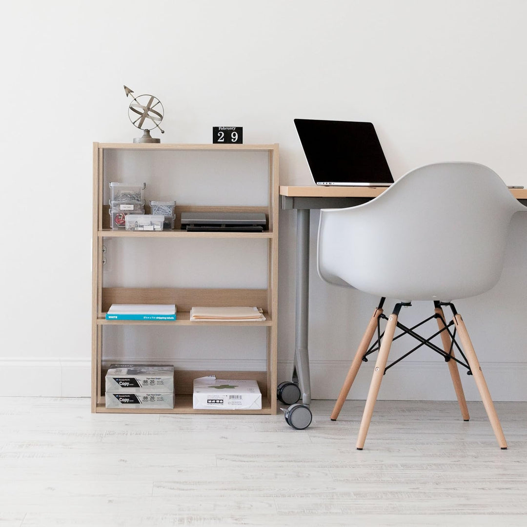 Iris Ohyama, Bücherregal, Regal auf 4 Ebenen, Regale alle 14 cm verstellbar, Stabil, Industriell, Wa