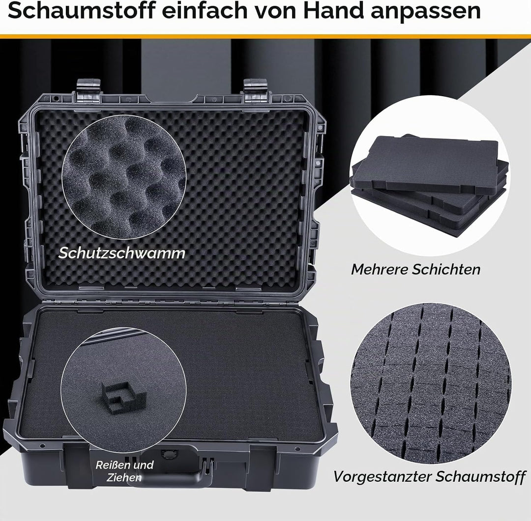 Lykus HC-6020 Wasserdicht Koffer mit anpassbar Rasterschaumstoff, Innengrösse 59,3x42,3x19 cm, Geeig