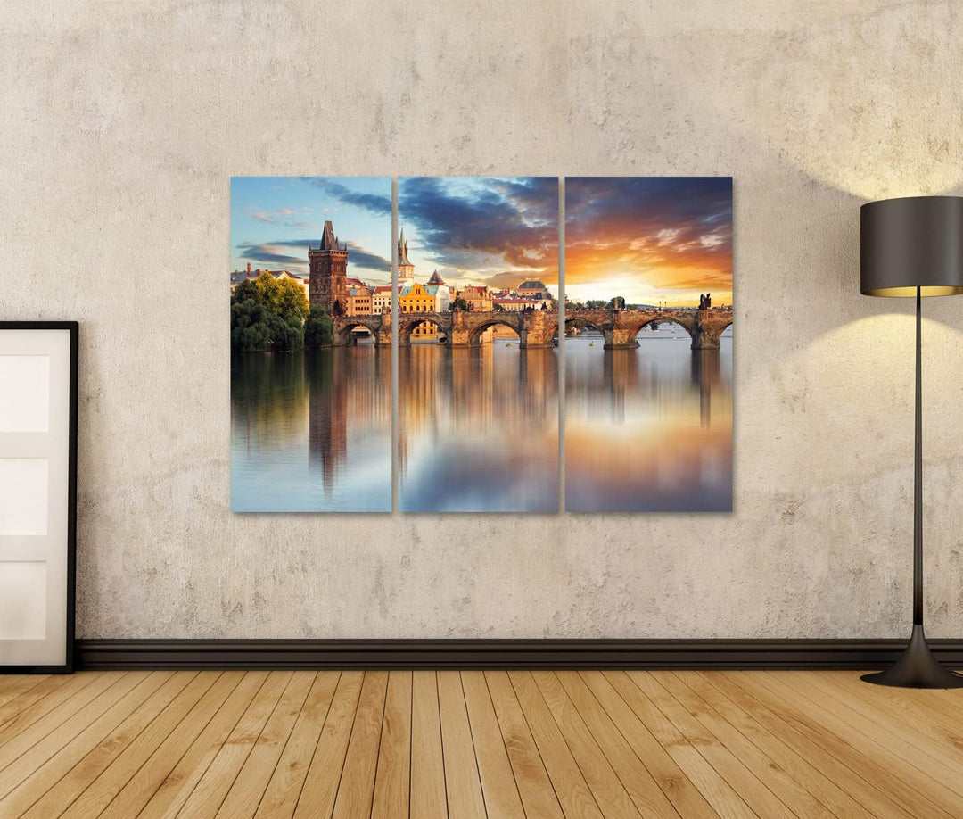 islandburner Bild auf Leinwand Prag Karlsbrücke Tschechische Republik Bilder Wandbilder Poster Leinw
