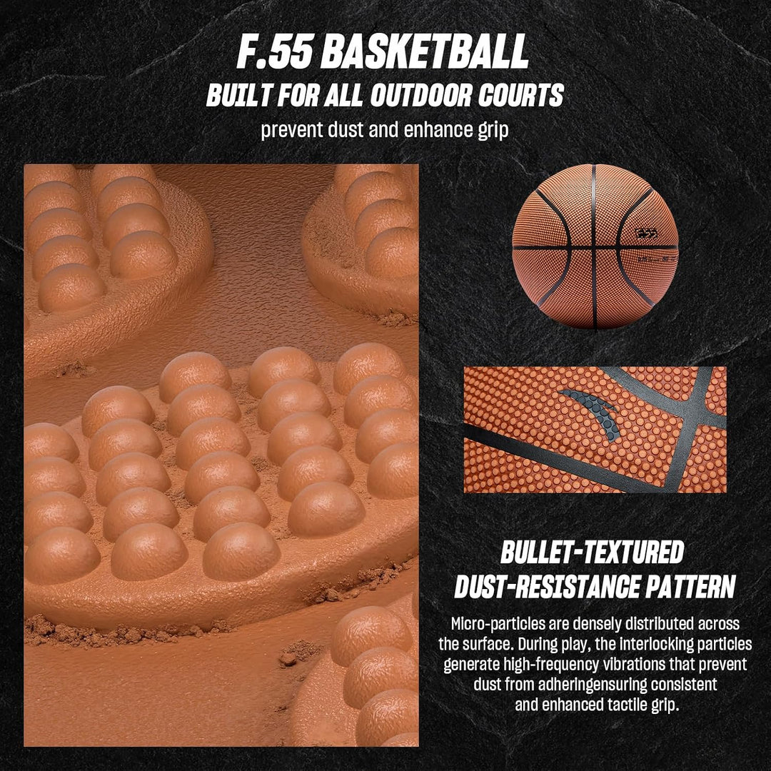 ANTA f.55 Outdoor Street Basketball mit staubabweisendem PU-Leder, Turnier-Level-Karkasse, Grösse 5/