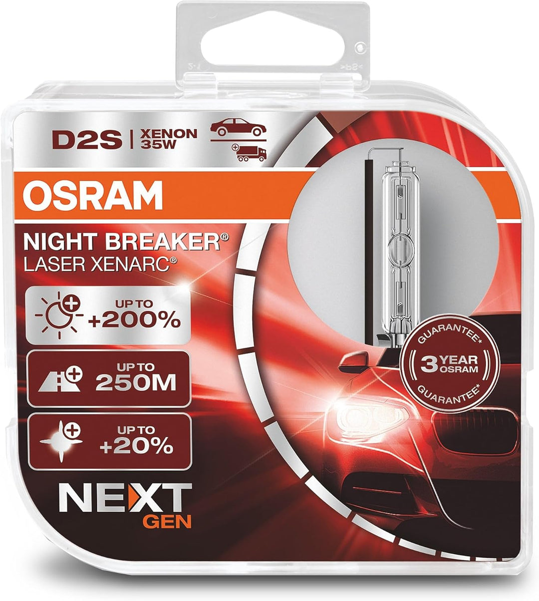 OSRAM XENARC NIGHT BREAKER LASER D2S Next Generation, +200 % mehr Helligkeit, HID Xenon-Scheinwerfer