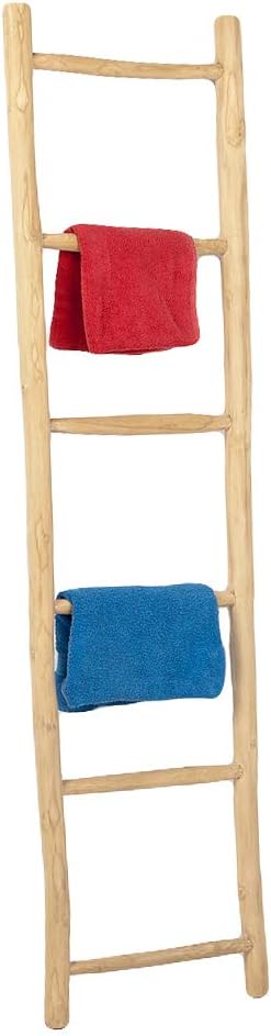 Teak Deko-Leiter KEPALA H180cm Natural Handtuchhalter Kleiderständer Holzleiter