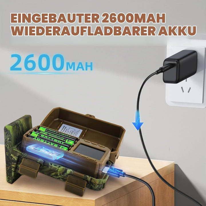 Coolifepro Wildkamera mit Handyübertragung App, 48MP 30FPS Solar WLAN Wildkamera, Wildtierkamera Ein