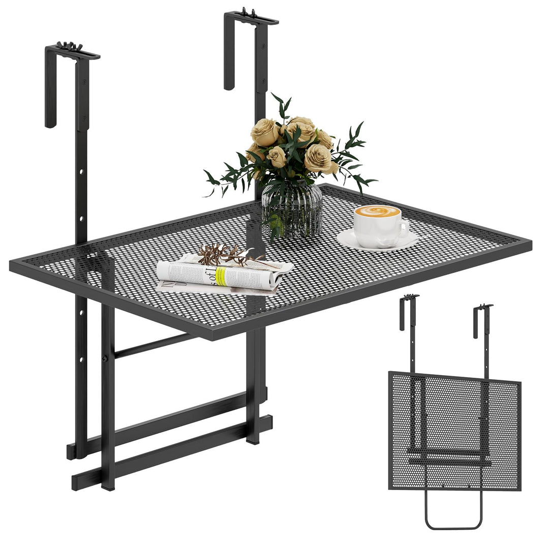 GIANTEX Balkontisch klappbar Hängetisch, Balkonhängetisch in 5 Stufen höhenverstellbar, Klapptisch G