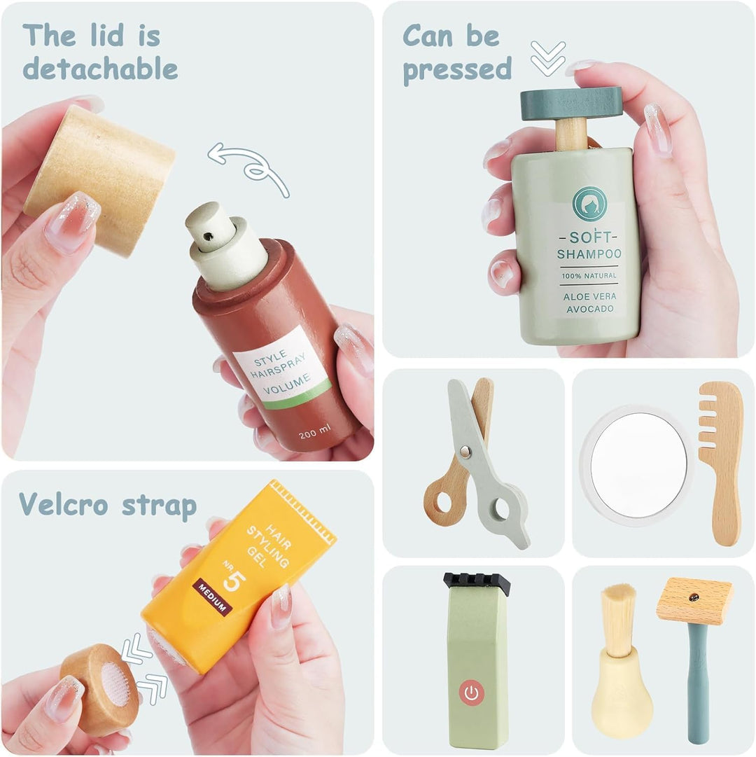 Friseur Set Kinder,Friseur Beauty Salon Spielset mit Haartrockner Lockenstab Kamm und Haarstyling Zu