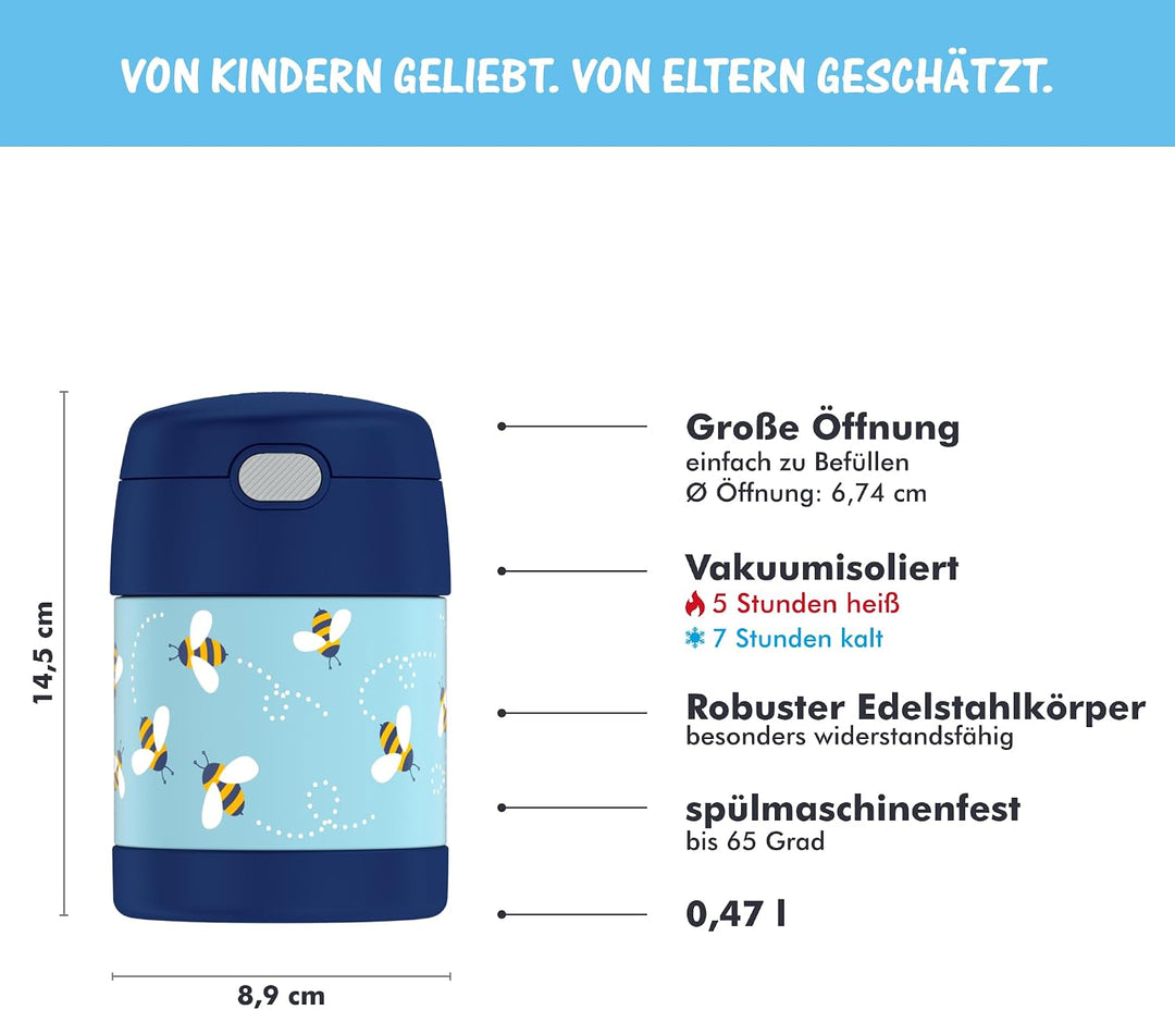 RMOVR THERMOS kids FUNTAINER FOOD JAR 0,30l, bees, Thermobehälter für Essen mit Löffel für Kinder, 5