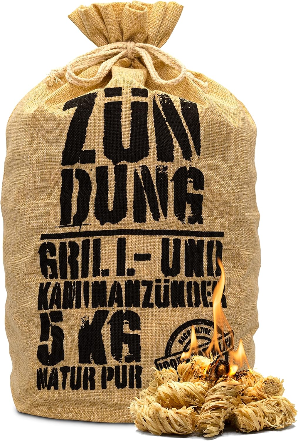 ZÜNDUNG Grill- und Kaminanzünder 5 kg Anzünder Holzwolle Wachs, 100% nachhaltige Bio Holzwolle Anzün