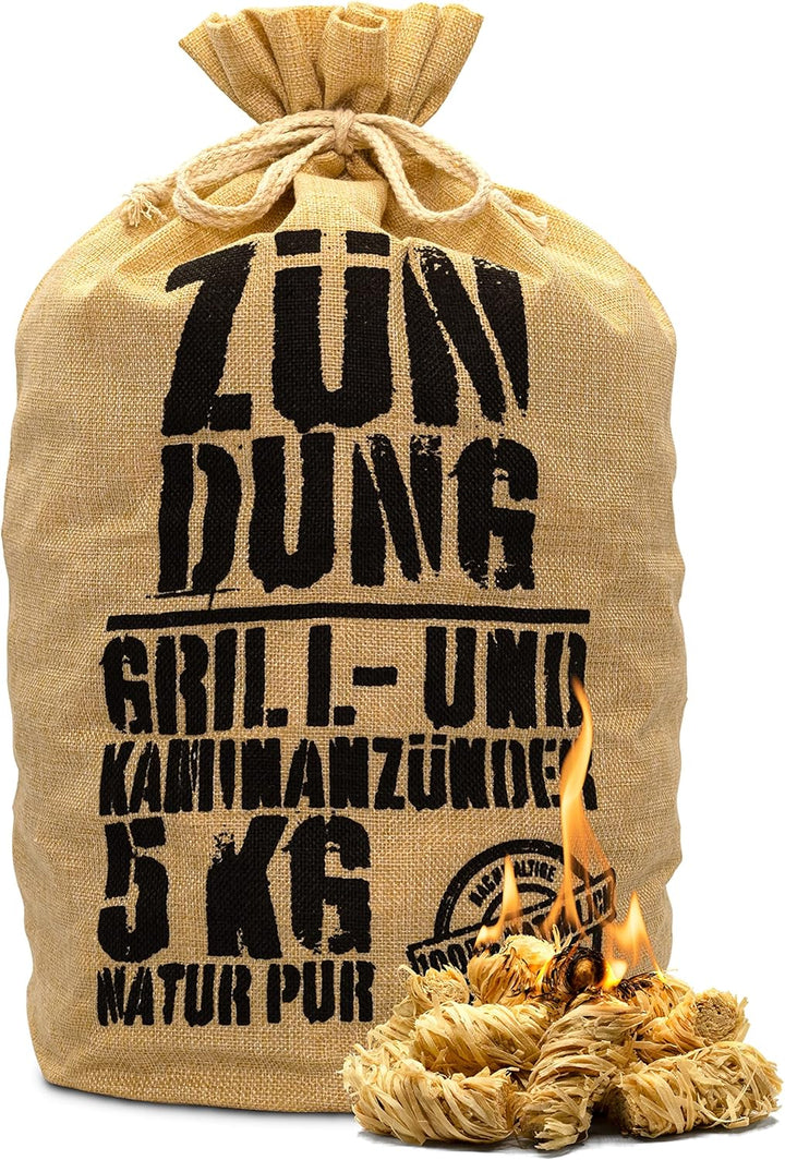 ZÜNDUNG Grill- und Kaminanzünder 5 kg Anzünder Holzwolle Wachs, 100% nachhaltige Bio Holzwolle Anzün