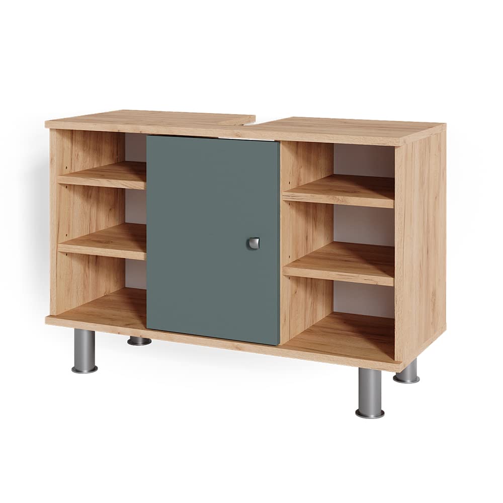 Vicco Waschbeckenunterschrank Fynn, Grün/Goldkraft Eiche, 80 x 54 cm, Grün