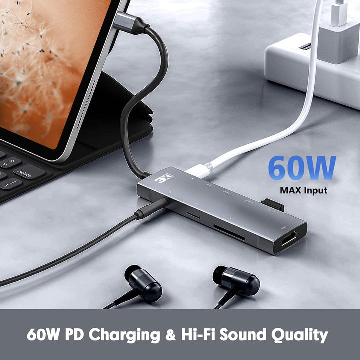 3XI USB C Hub 9in1 Typ C Adapter mit 4K HDMI,3 USB3.0, 100W PD, SD/TF Kartenleser,USB-C 5Gbps Datena