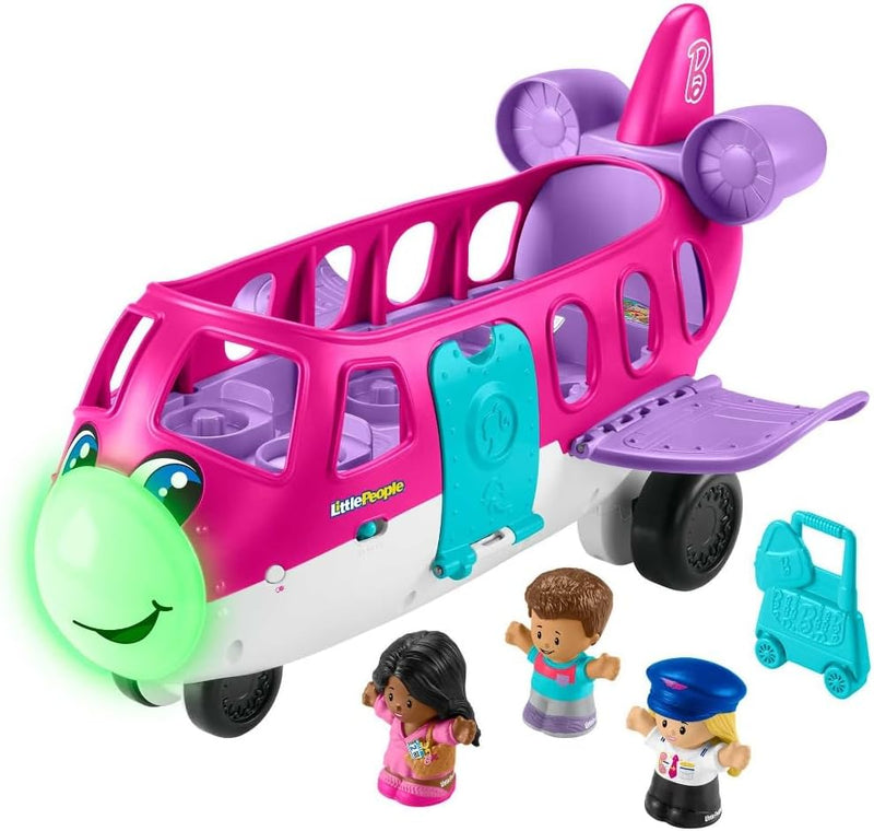 Little People Barbie-Spielzeugflugzeug mit Lichtern, Musik und 3 Figuren, Traumflugzeug, Kleinkinder