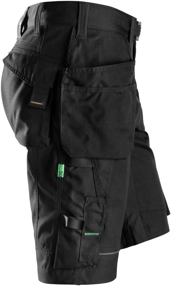 Snickers Workwear 6904 FlexiWork Arbeitsshorts mit Holstertaschen, 1 Stück, 44, schwarz, 69040404044