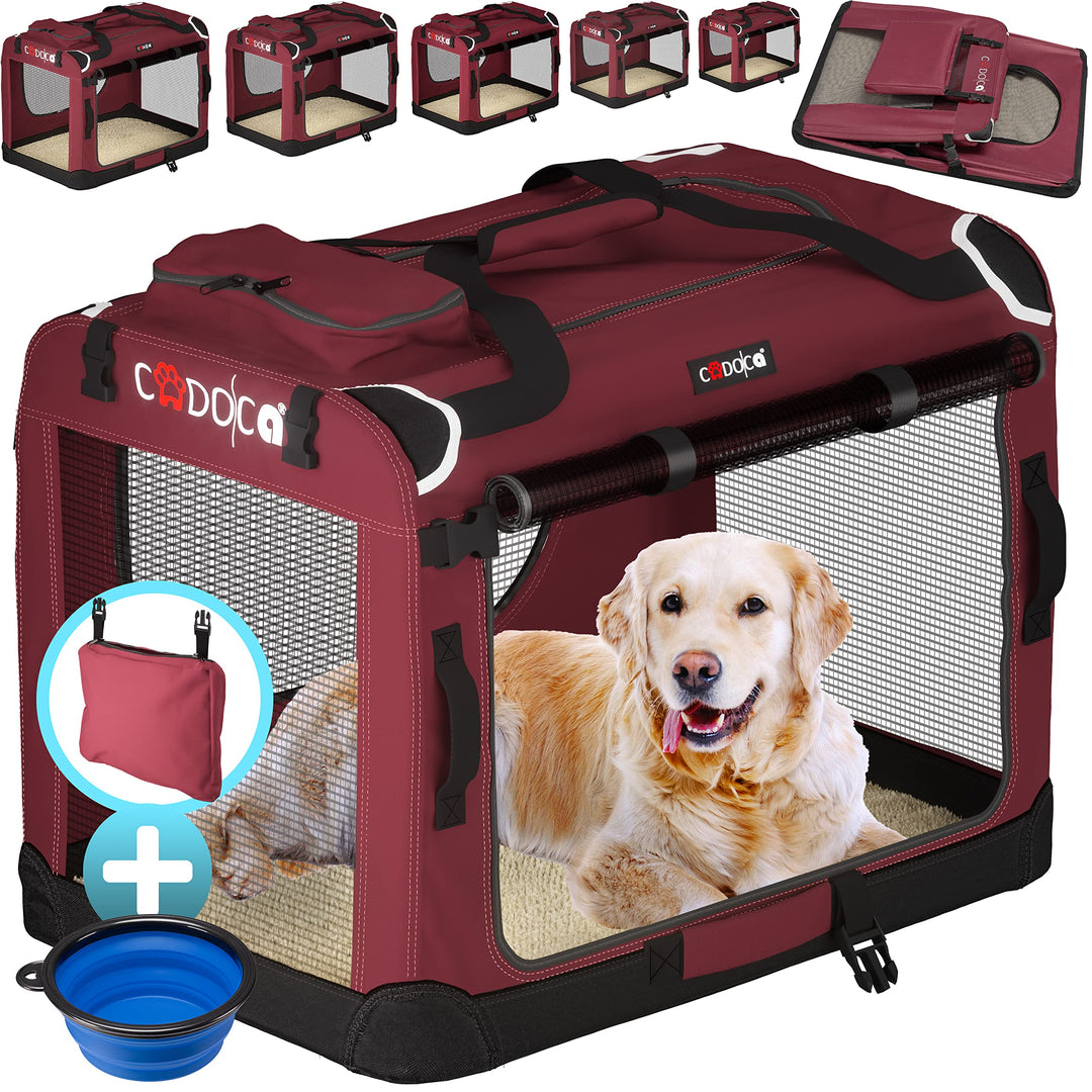 CADOCA® Hundebox XXL 90x60x66cm faltbar atmungsaktiv robust Hundetransportbox Transporttasche Hausti