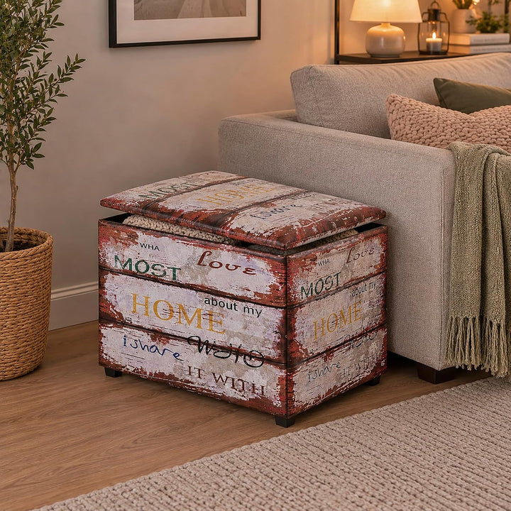 HAKU Möbel Sitztruhe, Kunstleder, Motiv, B 65 x T 40 x H 42 cm Home 65 x 40 x H 42 cm Motiv, Home 65